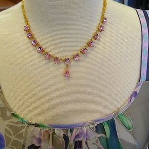 Rose 🌹 Swarovski Crystal &Yellow Gold Necklace